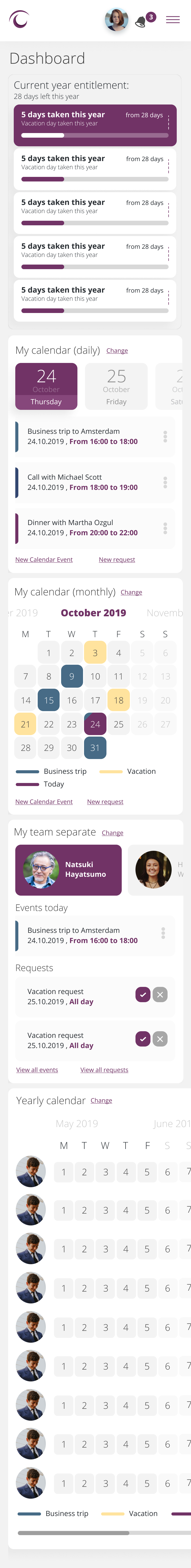 HRP Main Dashboard at 375 px