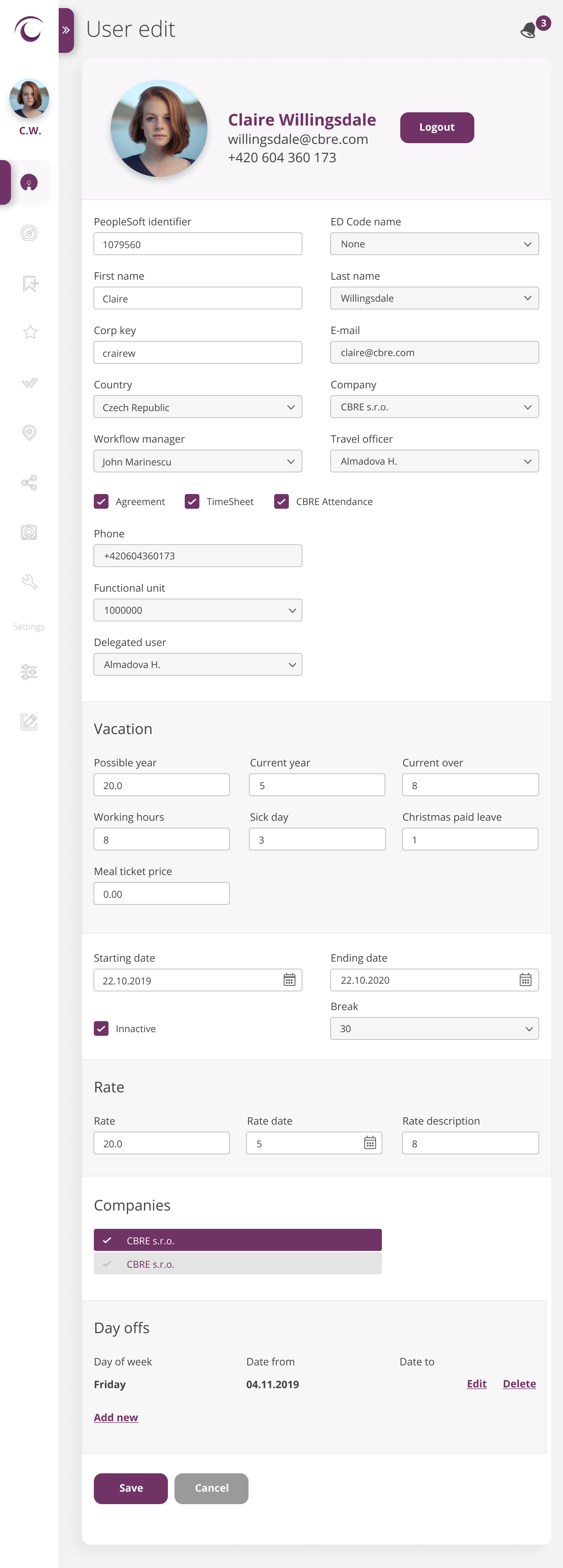 HRP User Edit at 768 px