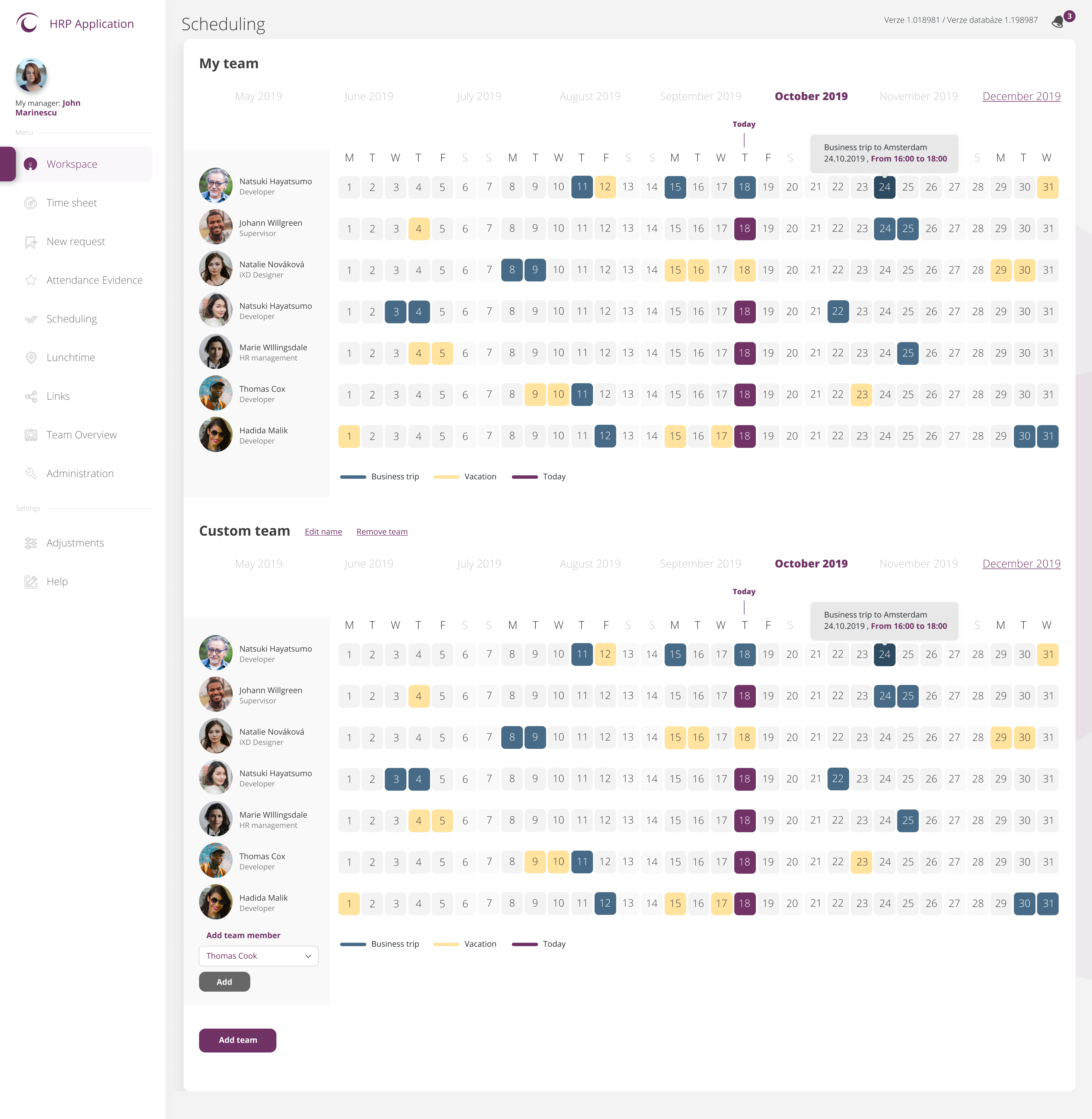 HRP Scheduling view